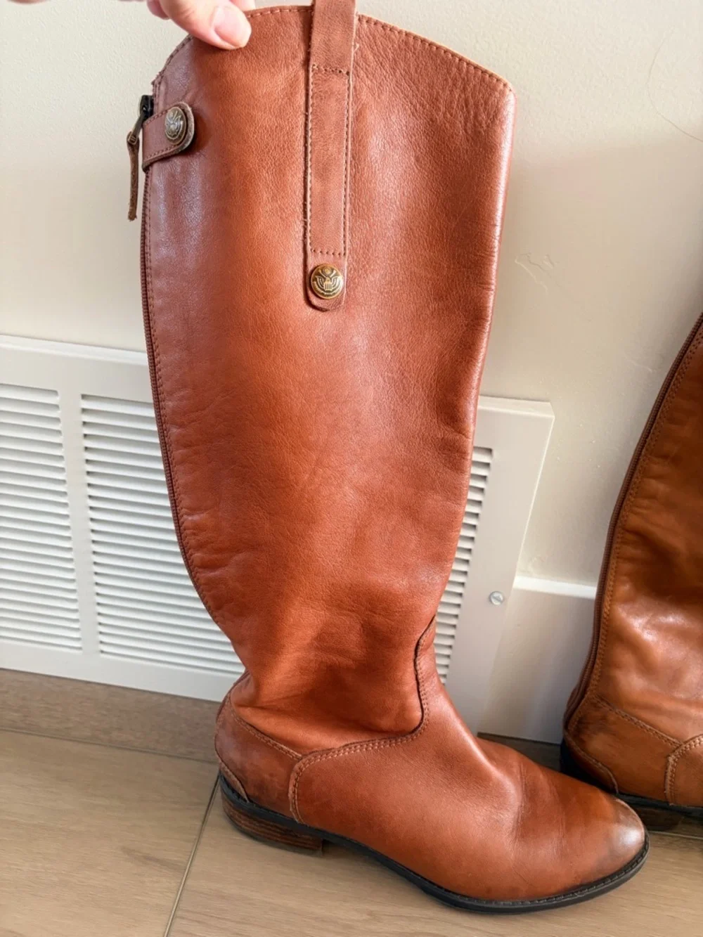 Sam Edelman Penny Leather Tall Riding Boots, Sz 6.5, Whiskey Brown